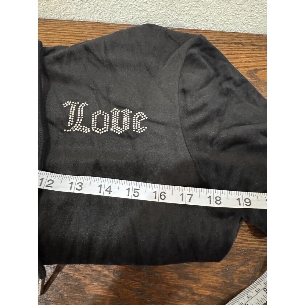 No Bo LOVE Juniors Hoodie Black Velour Zip Front Long Sleeve Large 11/13 NWT - Picture 5 of 7